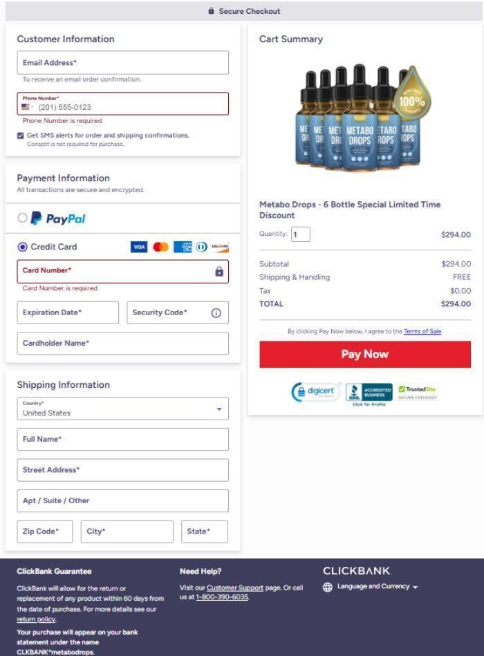 Metabo Drops safe checkout with verified payment